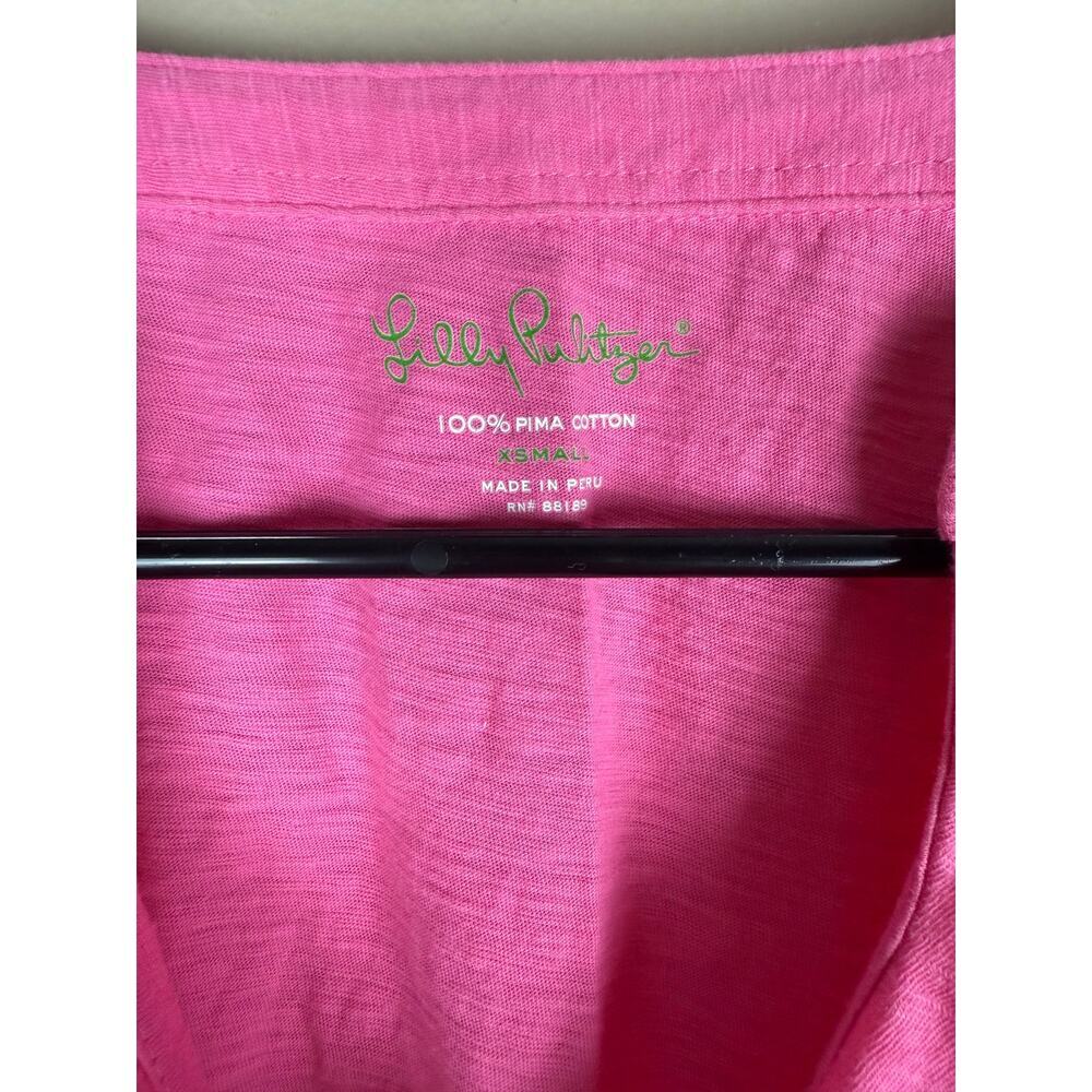 Lilly Pulitzer Shay Ruffled Pink Tank Top Pima Cotton Women’s Size XS - Picture 4 of 5